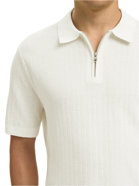 Cran SS Knit Structure Zip Polo