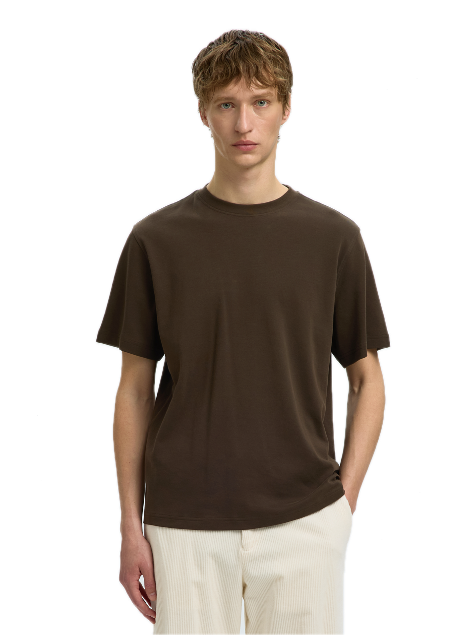 Taj Mid WGT Peach SS O Neck