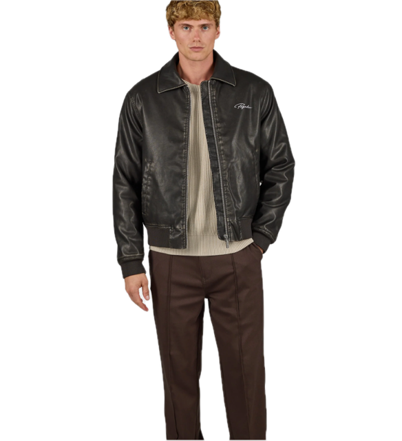 Colton Vintage Faux Leather Bomberjacket