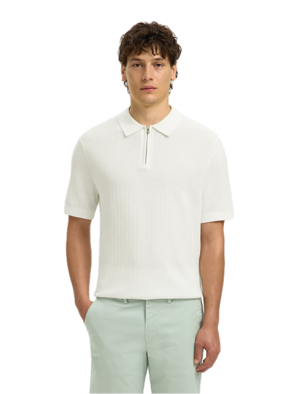 Cran SS Knit Structure Zip Polo