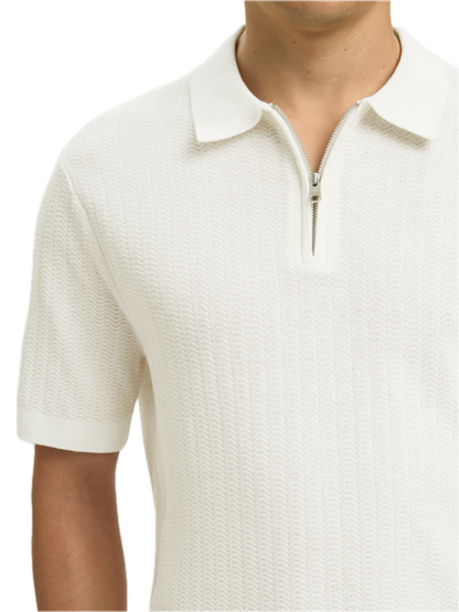 Cran SS Knit Structure Zip Polo