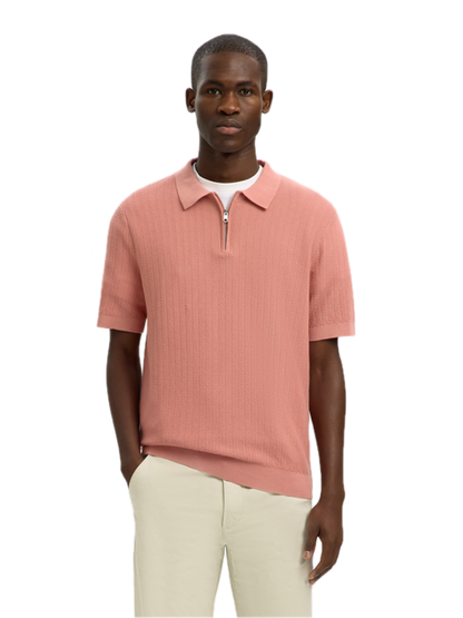 Cran SS Knit Structure Zip Polo