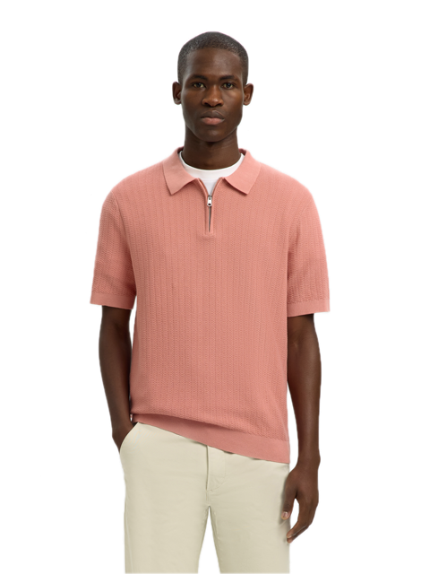 Cran SS Knit Structure Zip Polo