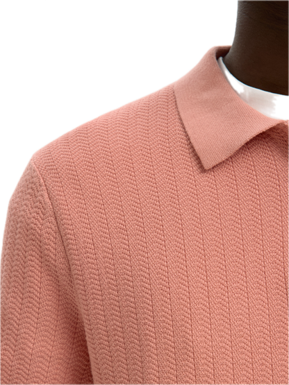 Cran SS Knit Structure Zip Polo