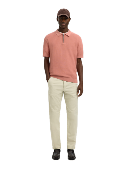 Cran SS Knit Structure Zip Polo