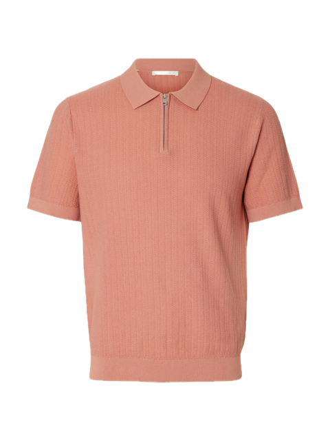 Cran SS Knit Structure Zip Polo
