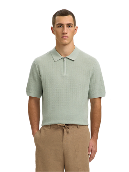 Cran SS Knit Structure Zip Polo