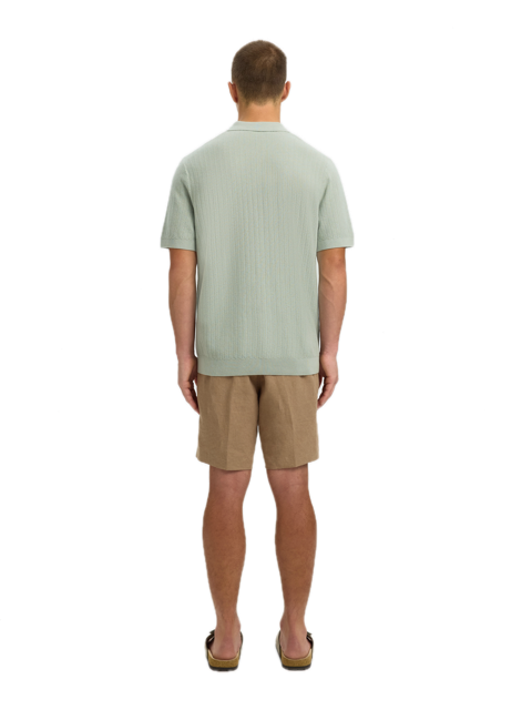 Cran SS Knit Structure Zip Polo