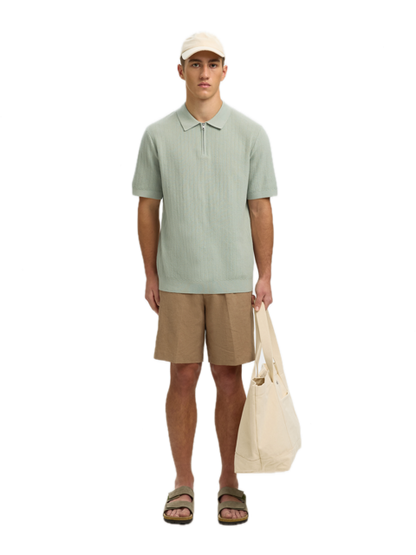 Cran SS Knit Structure Zip Polo