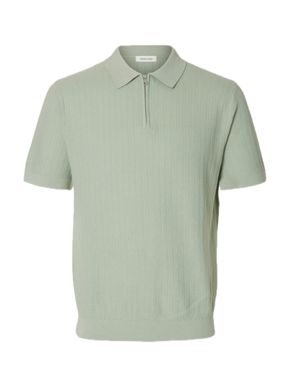 Cran SS Knit Structure Zip Polo